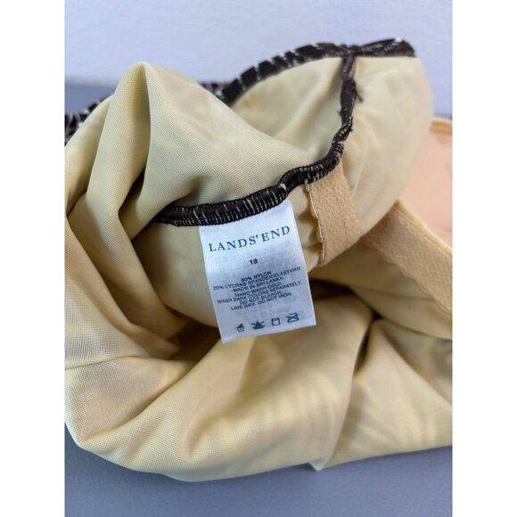 Lands' End women's 18 brown leaf patterned faux wrap one piece swimsuit‎ - Picture 7 of 8